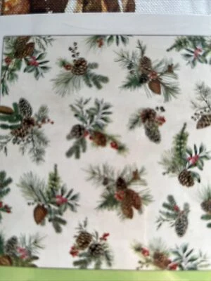 Michel Design Works Mantel Algodón Navidad Blanco Abeto 54" x 54" Cuadrado Foto 1 de 4