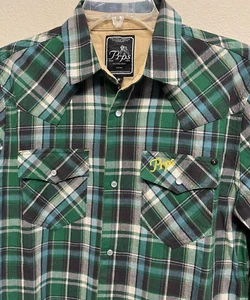 PRPS Jefferson Plaid Snap Button-Up Shirt Green Multi Men’s Size S NEW - Picture 1 of 10