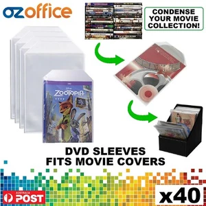 PREMIUM 40 x Clear DVD Plastic Sleeves w/ Flap - DVD Sleeves Fits Movie Covers - Picture 1 of 4