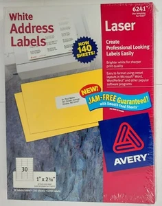 AVERY White Address Labels 1" x 2 5/8" LASER - 4200 LABELS 6241, NEW SEALED  - Picture 1 of 2