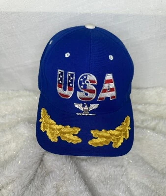 Gorra de béisbol vintage ajustable militar de EE. UU. talla única acrílico mezcla de lana azul Foto 1 de 4