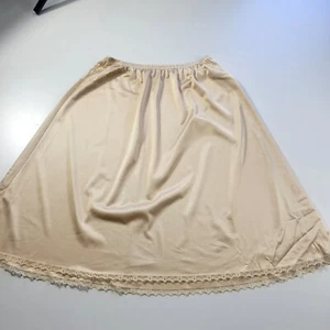 Vintage Vanity Fair Non Cling Slip Skirt Beige Satin USA Made - Picture 1 of 6