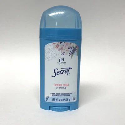 Desodorante antitranspirante sólido Secret 24 horas, pó fresco, 2,7 oz | pH equilibrado - Imagem 1 de 2