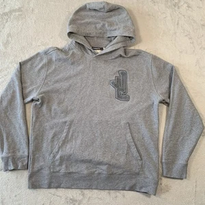 J Lindeberg Hoodie Mens XL Grey Tony Patch Hoody Jumper Logo Spell Out Golf Hood - Picture 1 of 11