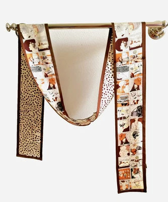 4"X69"Hat Lady & Dots Print Pure Mulberry Twill Silk 2 Layers Long Scarf 5-16 - Image 1 of 4