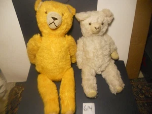 2 OSITOS DE PELUCHE Vintage Oro BLANCO ROTO Pequeño CARNAVAL AÑOS 50 24 en Poss Paja Alemana - Imagen 1 de 8