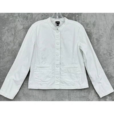 Chaqueta Eileen Fisher Mujer XS Bolsillos con Botones Minimalista Carrera Clásica Blanca Foto 1 de 4