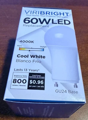 VIRIBRIGHT GE Current LED 6 Light Bulbs, GU24 Base, 4000k, 800 lm, 120V AC, A19 - Image 1 of 4