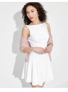 Wild Fable Drop Waist Leinenmischung ärmelloses Mini Sommerkleid Gr. XXL weiß - Neu mit Etikett - Bild 1 von 5