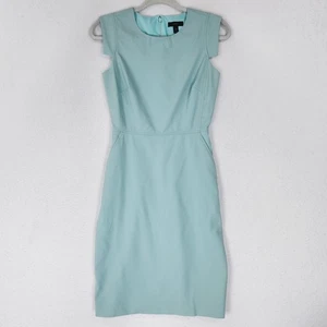 J Crew Dress Women 00 Blue Sheath Resume Wool Blend Knee Length Classic Career - Picture 1 of 12