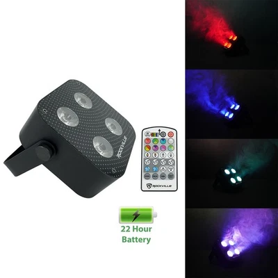 Rockville MINI RF4 Black RGBWA+UV DJ/Party LED Par Wash Up Light+4 Ch. RF Remote - Image 1 of 4