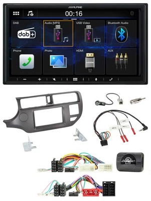 Alpine Bluetooth 2DIN Lenkrad DAB USB Autoradio für Kia Rio 11-15 UB anthrazit - Bild 1 von 4