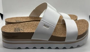 Reef White Platform Cork Footbed Slide Sandals Women's Size 8.5 - Picture 1 of 7