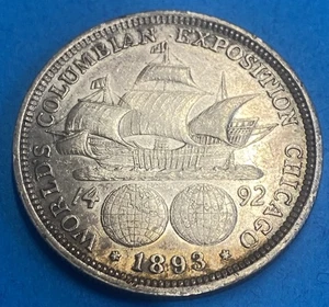 1893 Columbian Exposition Commemorative Half Dollar Silver "UNC" - Picture 1 of 2
