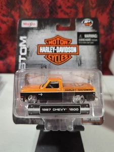 MAISTO HARLEY DAVIDSON 1987 CHEVROLET 1500 ORANGE / BLACK-HD Custom - Picture 1 of 6
