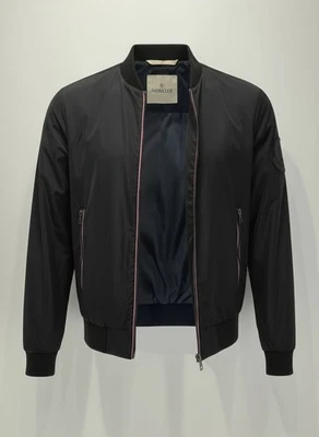 Mens Moncler Windbreaker Signature ZIp Jacket Black  Bomber Jacket - Image 1 of 4