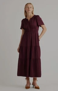 Quince Washable Strech Silk Tiered Maxi Dress, Wine Tasting Size M - Picture 1 of 6