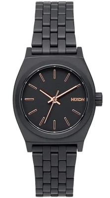 Nixon Small Time Teller All Black & Rose Gold 26mm Quartz 100M Watch A399-957-00 - Image 1 of 2