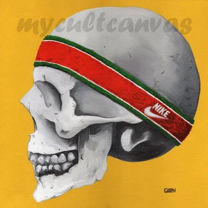 Zapatilla deportiva Nike Waffle vintage con estampado original de calavera sKeLeToN Art Jordan  - Imagen 1 de 1