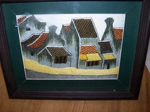 vintage hand-woven, matted & framed picture - (from Mexico?) -- Look!  - Picture 1 of 7
