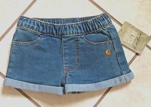 NWT Baby Girl CARHARTT Cuffed Denim Shorts w/elastic waistband Sz 18M - Picture 1 of 3