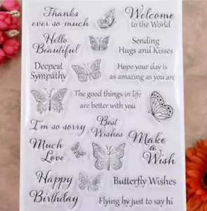 Clear Stamps Sentiments Words Transparent LARGE Birthday Sympathy Card Making - Picture 1 of 4