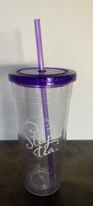 Vaso Reutilizable Púrpura Nuevo con Pajita y Tapa Acrílico Viaje Empinado Té Marca  - Imagen 1 de 4