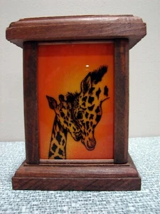 Vintage 1977 Wood & Painted Glass GIRAFFE & Baby CANDLE HOLDER The Three Bears - Picture 1 of 7