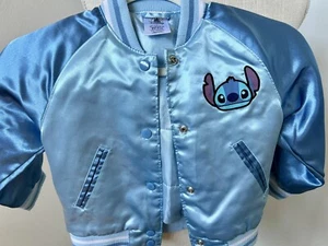 Disney Store Stitch Varsity Girl’s Jacket, Sz 3, Satin, Lt. Blue - Picture 1 of 7
