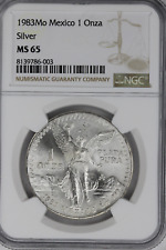 1983 Mo Mexico 1 Onza Silver NGC MS 65