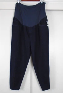 Maternity 20 Full Panel Slouchy Taper Cropped Cut Off Jeans Dark Wash Cotton - Picture 1 of 10