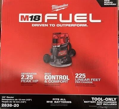Milwaukee 2838-20 M18 Combustible Inalámbrico 1/2 Router Nuevo En Caja (Solo Herramienta) Foto 1 de 2
