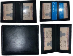 Tarjeta de visita de cuero delgado tarjeta de crédito cuero puro titular de la tarjeta de identificación 2 ventanas de identificación - Imagen 1 de 12