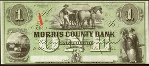 Morristown, Nueva Jersey - Morris County Bank $1 1 de julio de 1852 ¡Elección restante AU! - Imagen 1 de 2