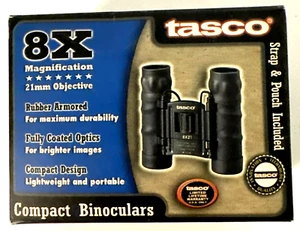 Tasco 165RB Black Compact Folding Binoculars 8x21 Fully Coated Optics w/Case - Picture 1 of 2
