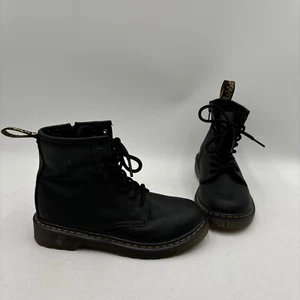 Dr. Martens 1460 J Black Leather Round Toe Lace Up/Zip Ankle Boots Kid’s Size 2 - Picture 1 of 8