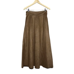 NWT Boutique Brown A-line Maxi Skirt Size M Side Slit Light Academia - Picture 1 of 9