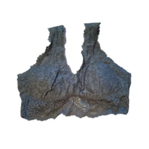 Aerie Real Good Gray Floral Lace Padded Bra Sz M NEW - Foto 1 di 4