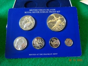 1977 BRITISH VIRGIN ISLANDS, ELIZABETH II SILVER JUBILEE SEALED 6 COIN PROOF SET - Picture 1 of 6