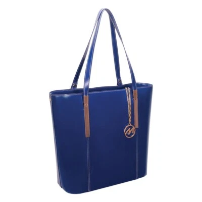 Mcklein Leather Christina Royal Blue Tote with Tablet Pocket, Used VG to LN - Image 1 of 4