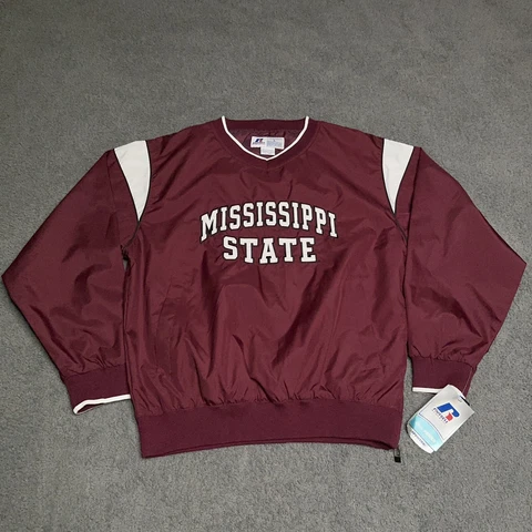 Mississippi State Bulldogs Jacket Mens Large Russell Red Windbreaker Bomber NWT Cover