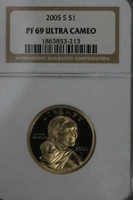2005 S $1  PF 69 Ultra Cameo NGC Native American - Image 1 of 2