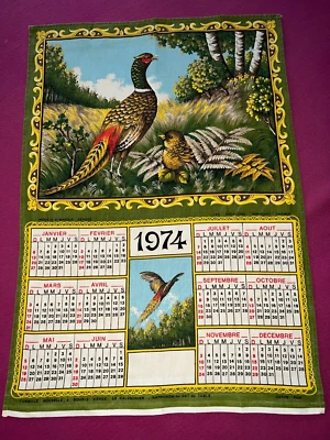 Torchon ancien calendrier 1977 Sonacott thème chasse faisan - Photo 1/4