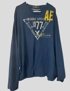 🦅AMERICAN EAGLE OUTFITTERS Vintage Long Sleeve Tee Shirt, Blue Size 2X - Picture 1 of 6