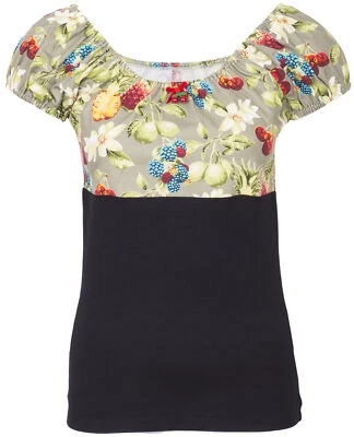 Küstenluder »CRYSTA Tropical Fruits« Pineapple Kurzarm Shirt BLUSE Rockabilly