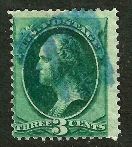 Banconota BLU fantasia annullo 3 centesimi Washington 1871-83 US 60E26 - Foto 1 di 2