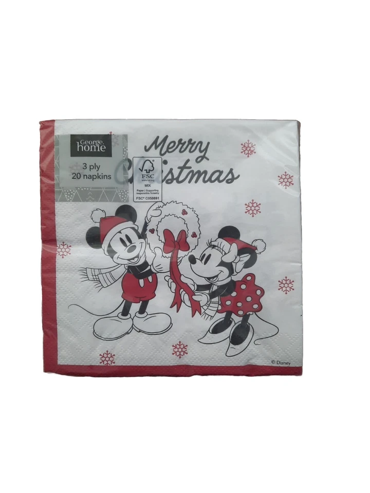 GEORGE 20 x christmas disney Mickey & Minnie Mouse Christmas Party napkins