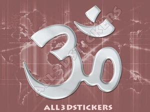 3D Sticker Decal Resin Domed OM Symbol Adhesive Decal Chrome - Picture 1 of 1