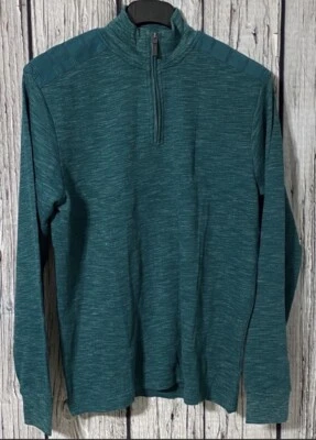 NEW Mens IKE By Ike Behar Marled Thermal 1/4 Zip Size Medium Teal MSRP $95 - Image 1 of 4