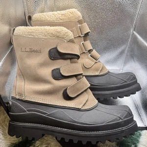 L.L.Bean Men's Brown Suede Leather Wool-Lined Sherpa Snow Winter Boots Sz 13 - Picture 1 of 18